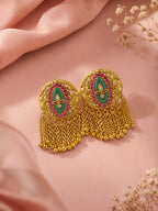 Aanura Gold-Plated Green Ruby Tassel Rings