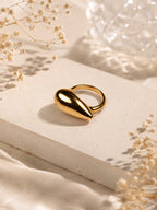 Gold & Rhodium Plated Minimal Teardrop Waterproof Ring
