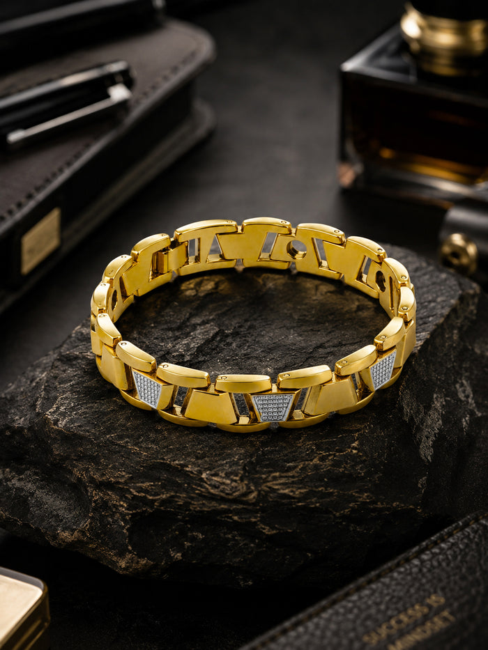 18K Gold-Plated Imperial Cuban Waterproof Stainless Steel Bracelet for Men