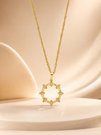 18K Gold Plated Open Circle CZ Bar Necklace