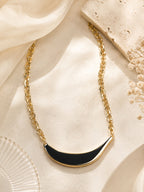 Aanura Bold Gold Chain Necklace with Silver Curve