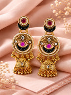 Aanura Gold-Plated Green Ruby Long Earrings
