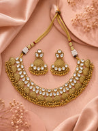 Aanura Antique Gold Kundan Choker Necklace Set