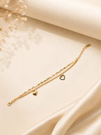 Aanura Heart Charm Gold Plated Chain Bracelet
