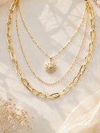 Aanura Gold Layered Sun Pendant Necklace