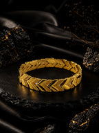 18K Gold Plated Herringbone Chain & Chevron Bracelet Set for Men