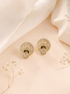 Crystal Disc Drop Earrings in 18K Gold Plating
