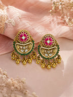 Aanura Gold-Plated Ruby Chandbali Ring