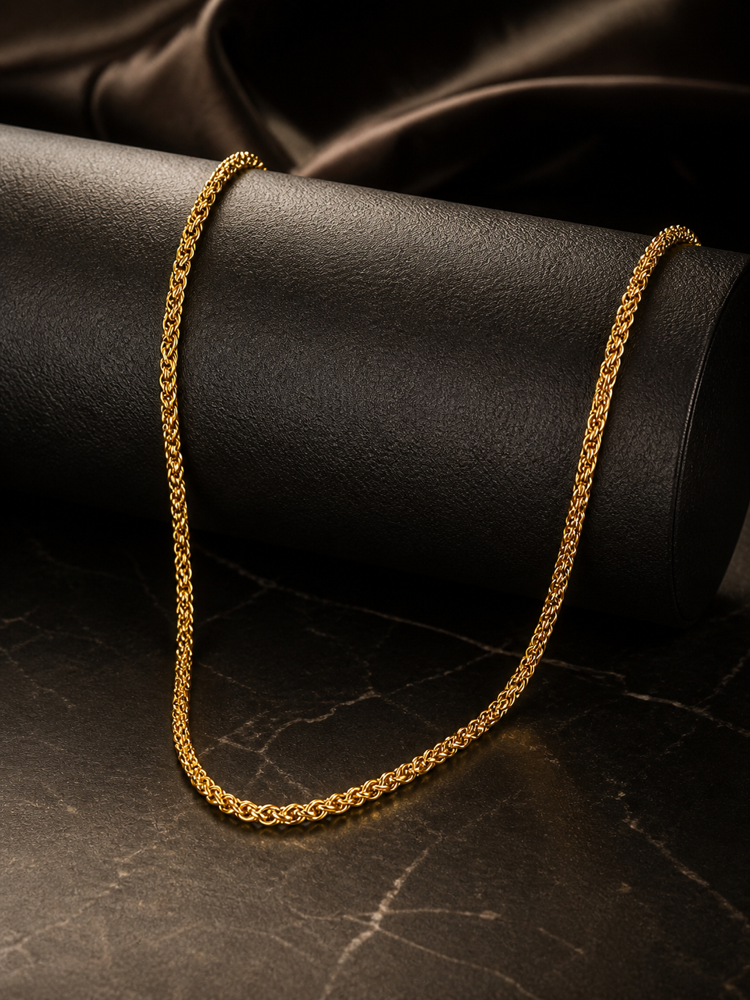 18K Gold Plated Rope Chain & Dual-Tone Bracelet Combo for Men