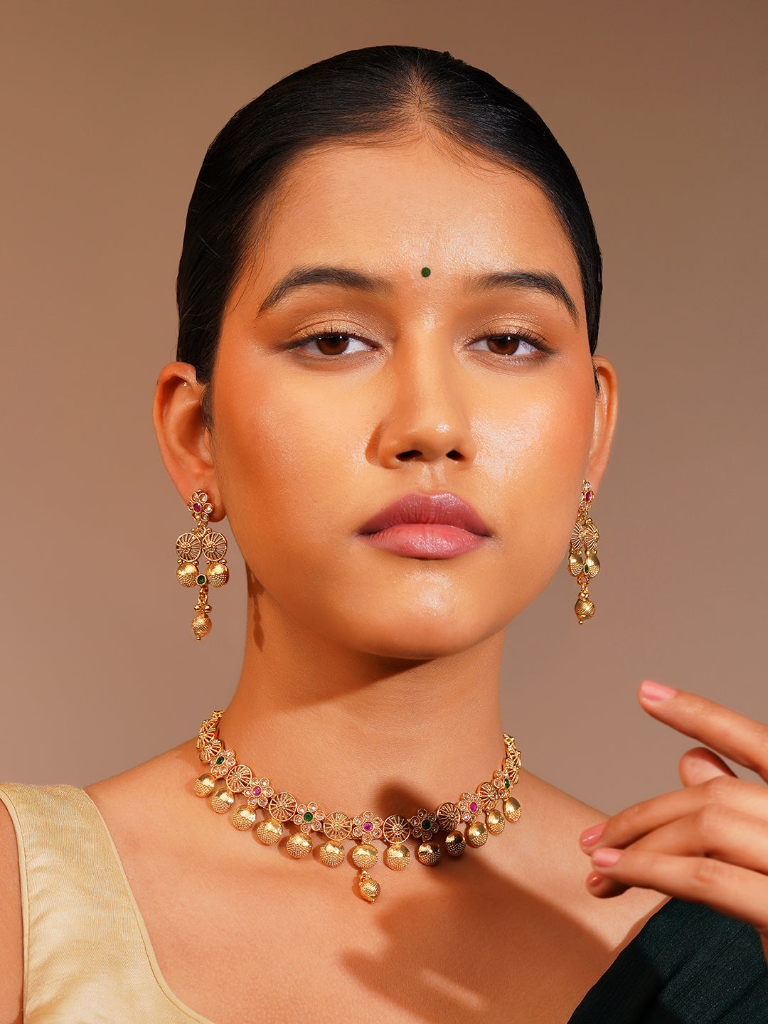 Aanura Gold Plated Heritage Disc Necklace Set