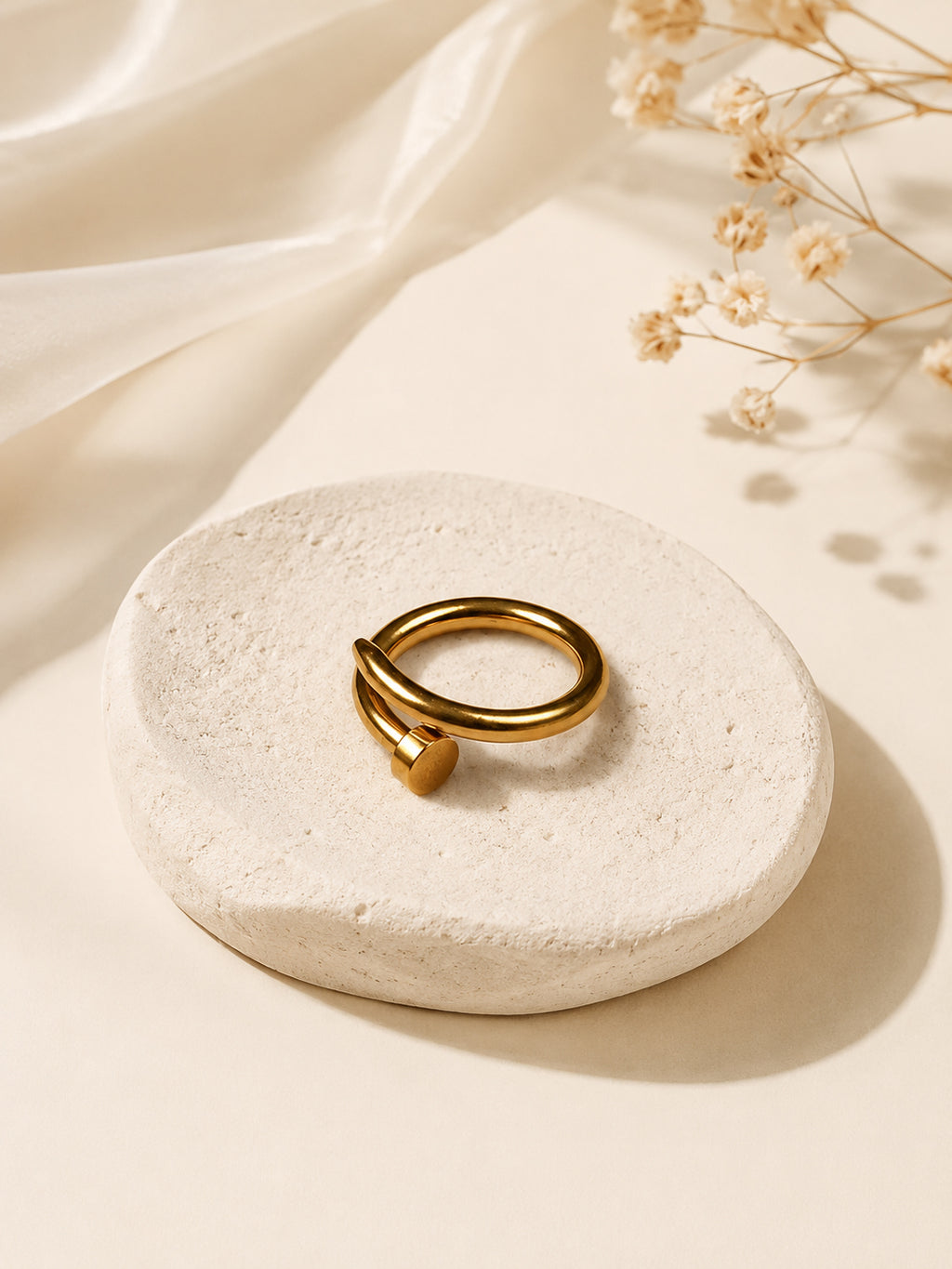 Aanura Gold Tone Modern Nail Ring for Women