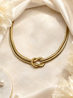 Aanura Gold Knot Statement Necklace – Stainless Steel