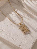 Aanura Geometric Grid Pendant Necklace