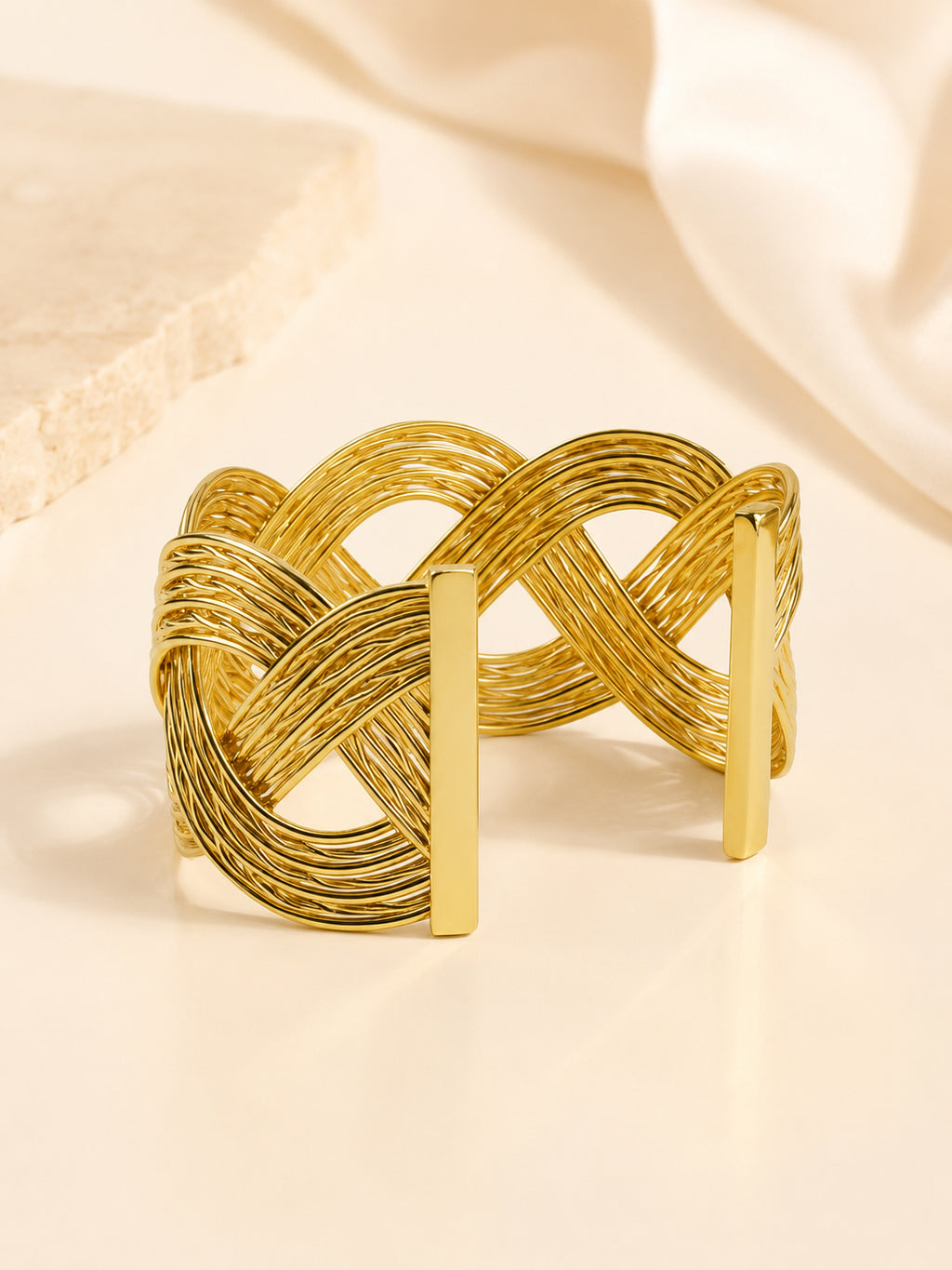 Aanura Golden Infinity Weave Statement Bracelet