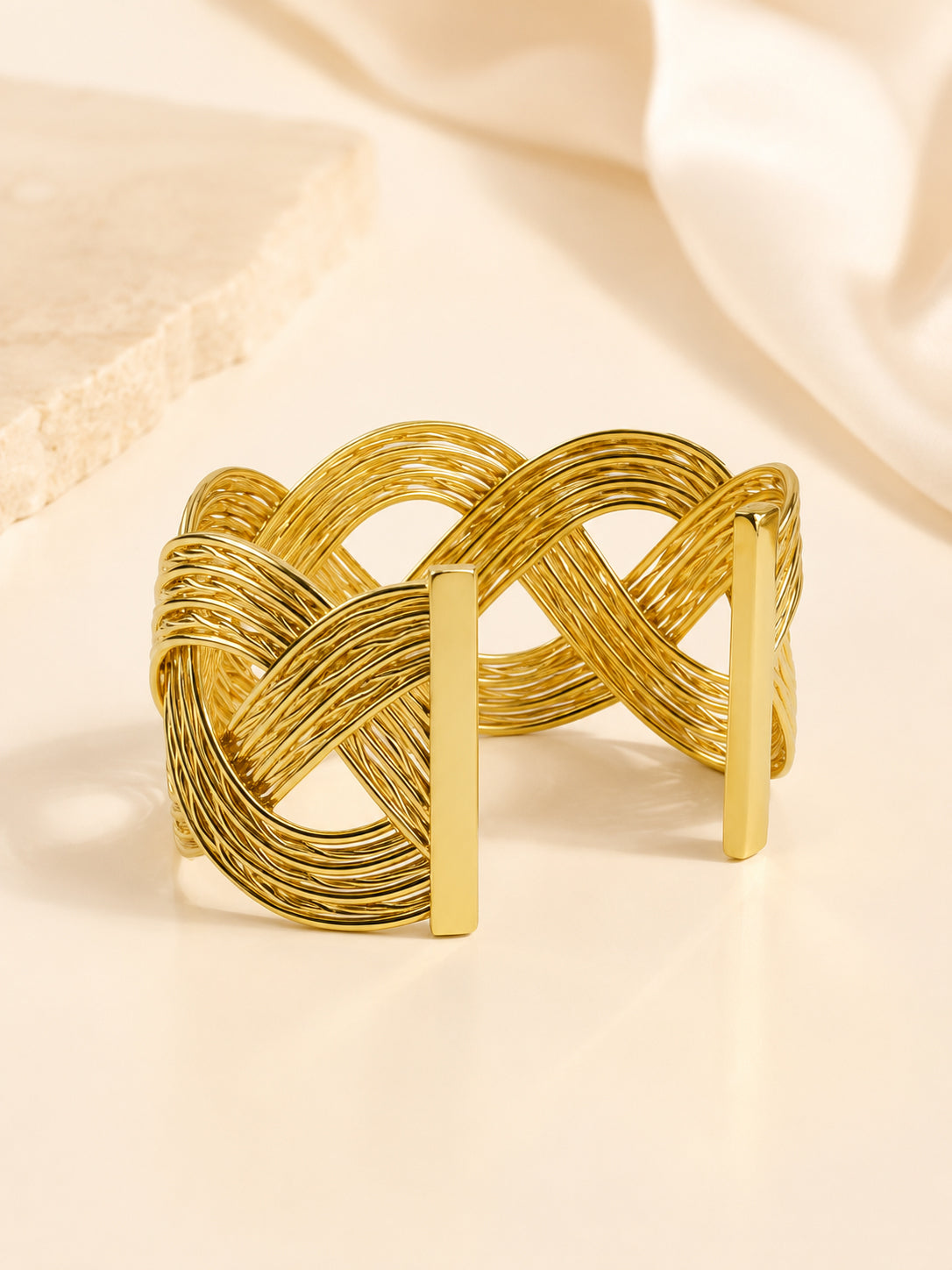 Aanura Golden Infinity Weave Statement Bracelet