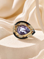 18K Gold Plated Oversized Crystal Anti-Tarnish Waterproof Ring