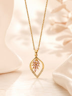 Pink Leaf Crystal Necklace in 18K Gold Plating