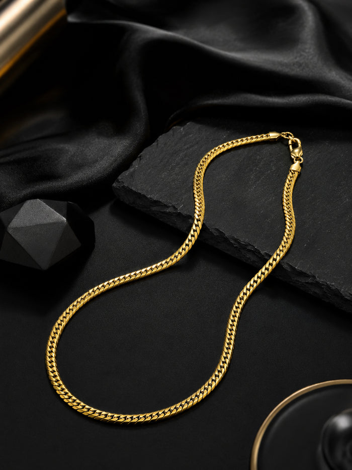 18K Gold Plated Cuban Link Anti-Tarnish Waterproof Chain for Men