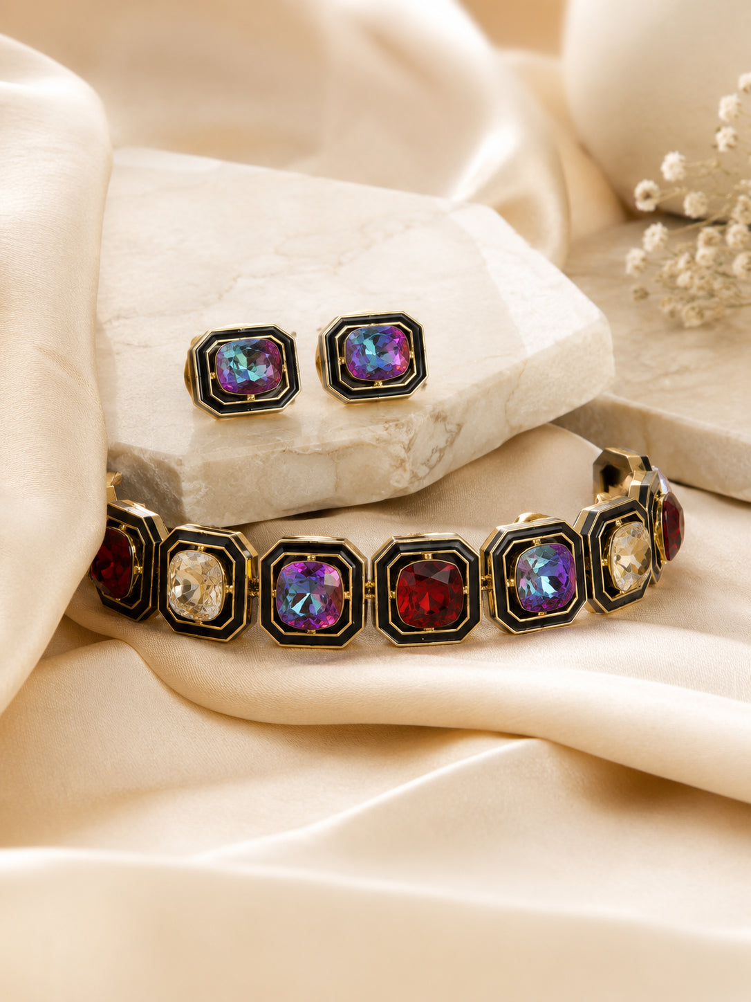 Aanura Bold Multi-Colour Gemstone Choker Necklace