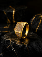 18K Gold CZ Octagon Anti-Tarnish Waterproof Ring