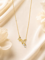 18K Gold Plated Butterfly Trio Crystal Drop Necklace