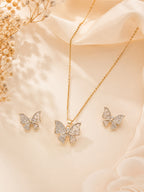 Aanura Sparkling Butterfly Necklace & Earrings Set