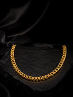 18K Gold-Plated Wheat Anti-Tarnish Waterproof Stainless Steel Chain for Men