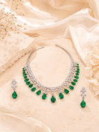 Aanura Ruby Teardrop Floral Necklace Set