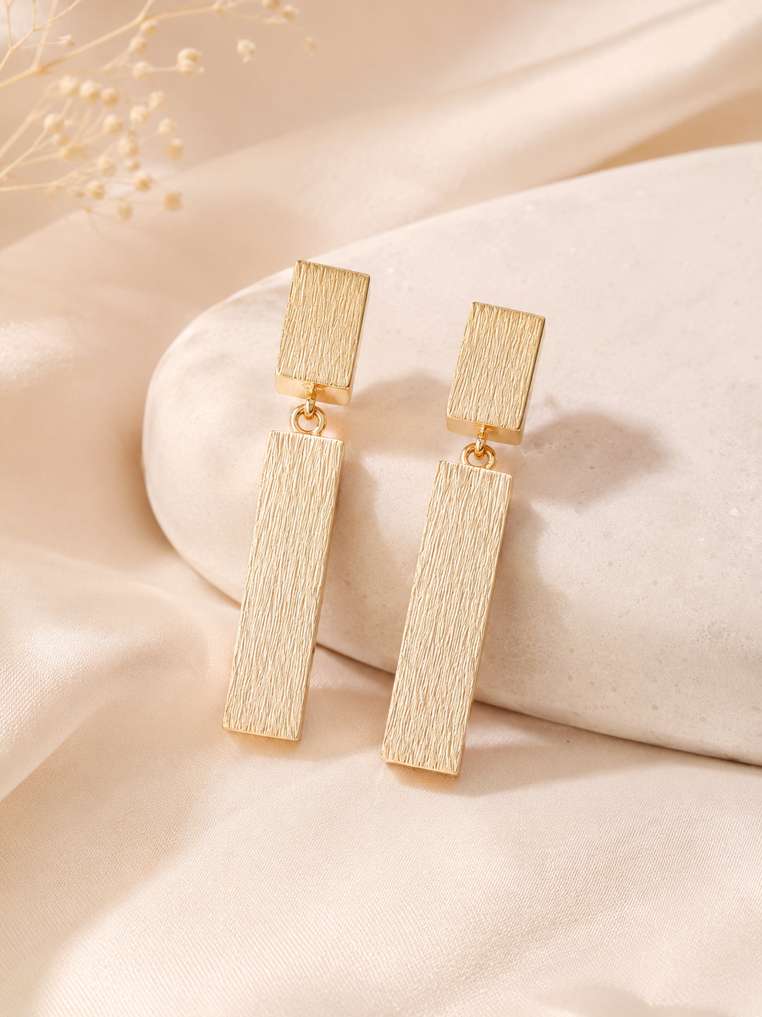 Aanura Geometric Gold Bar Earrings