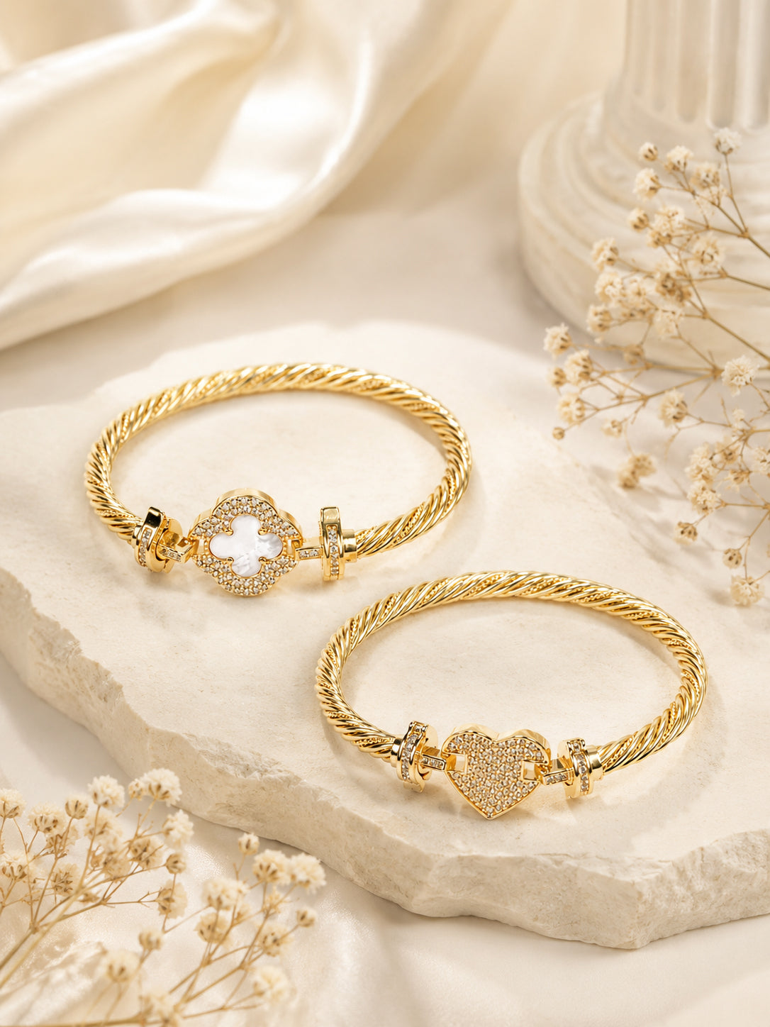 Aanura Luxe Clover Lock Statement Bracelet