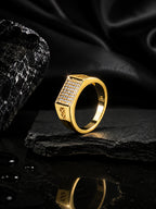 18K Gold CZ Grid Anti-Tarnish Waterproof Ring