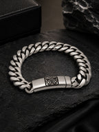 Silver Rhodium-Plated Titan Curb Waterproof Hypoallergenic Steel Bracelet
