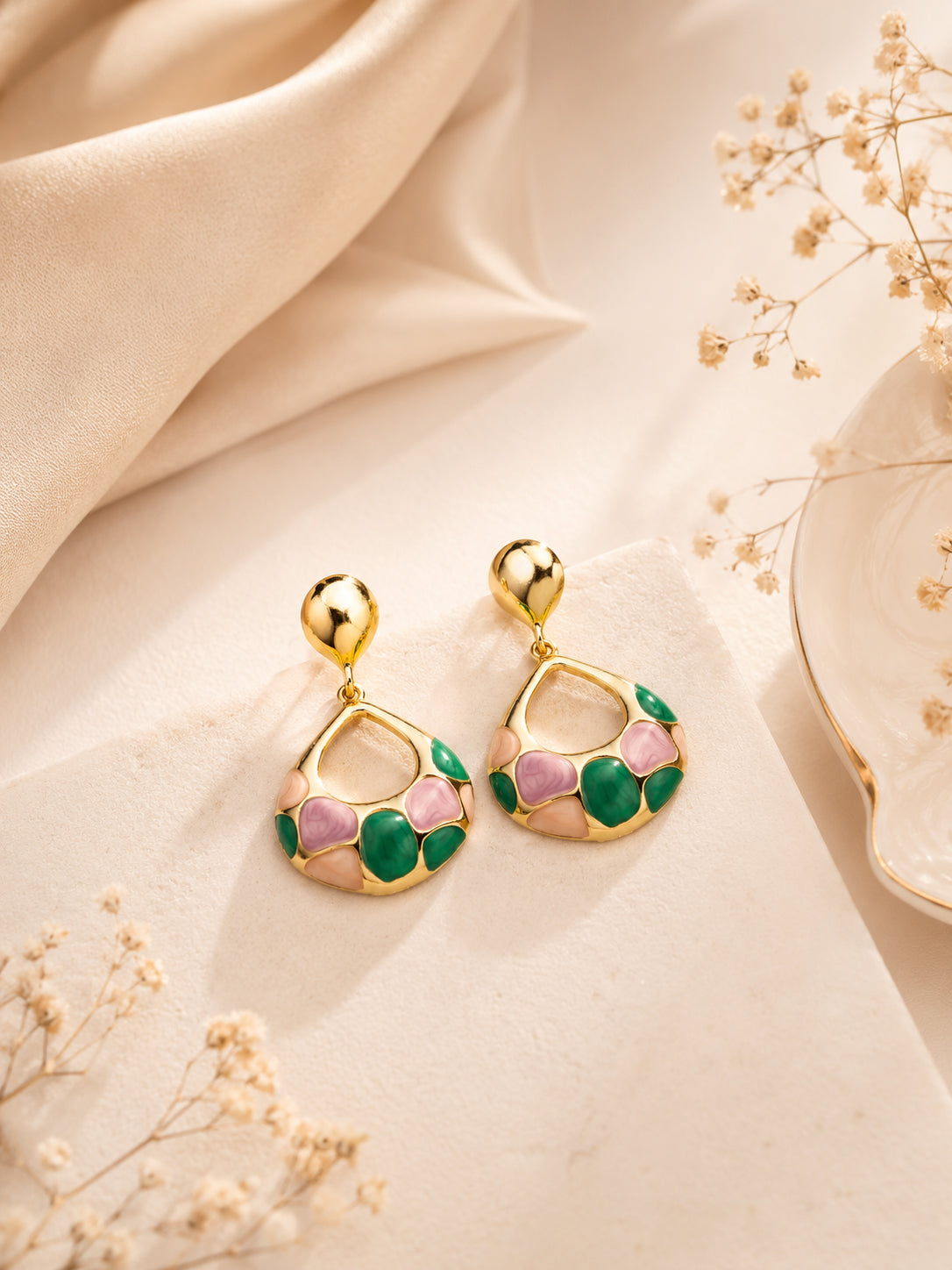 Aanura Multicolor Enamel Teardrop Earrings