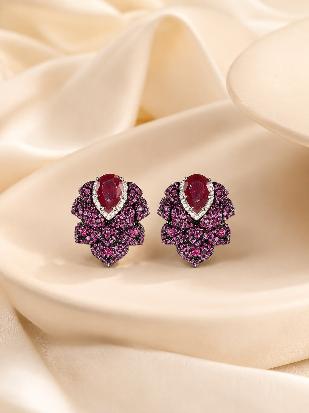 Aanura Emerald Green Leaf Stud Earrings