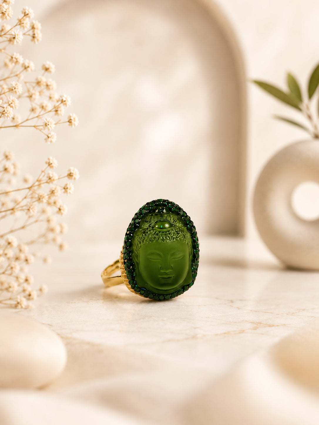 Aanura Gold Stainless Steel Statement Dome Ring