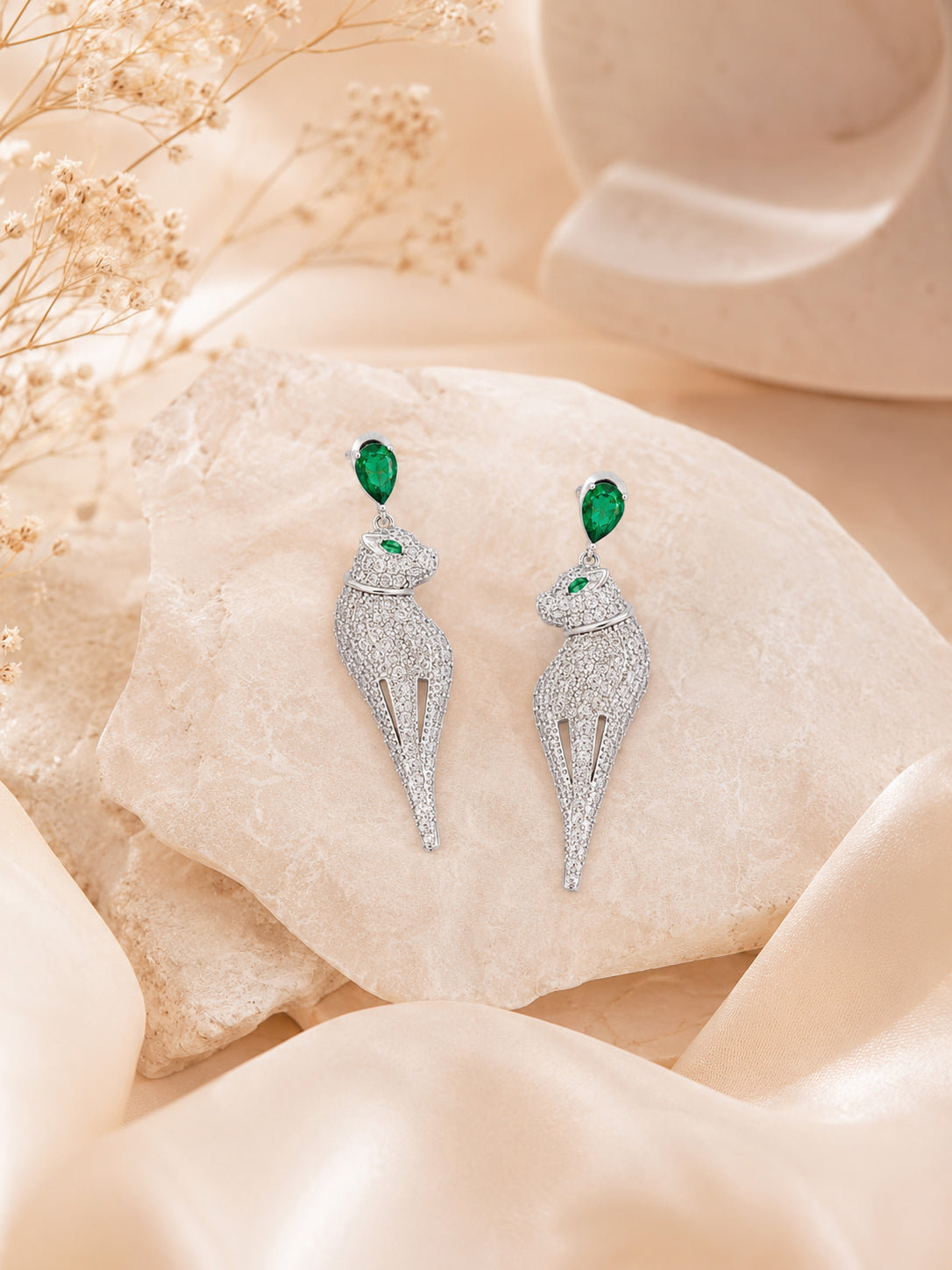 Aanura Panther Stone Studded Earrings