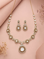 Aanura Long Kundan Necklace with Statement Pendant