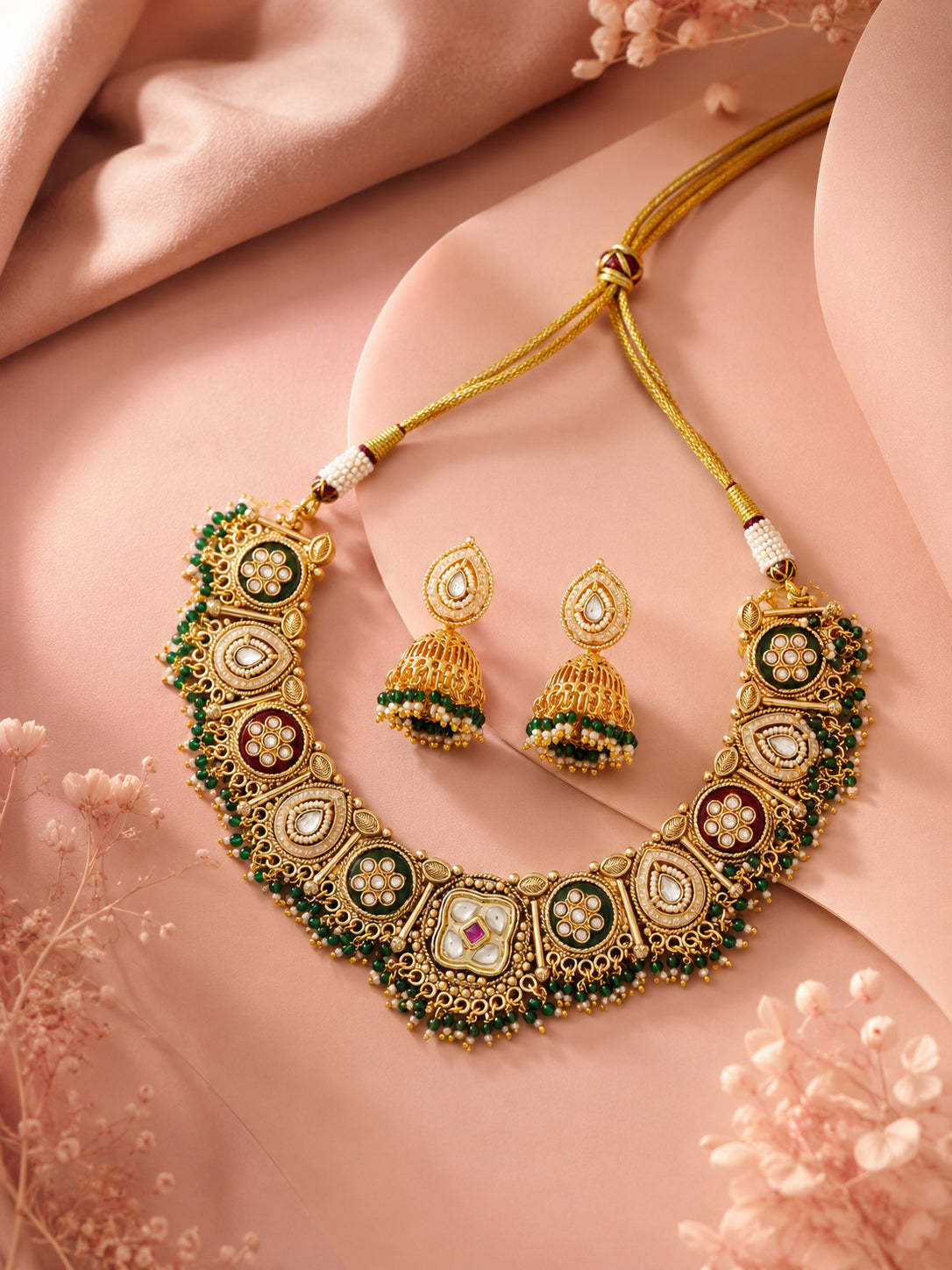 Aanura Antique Kundan Choker Necklace & Earrings