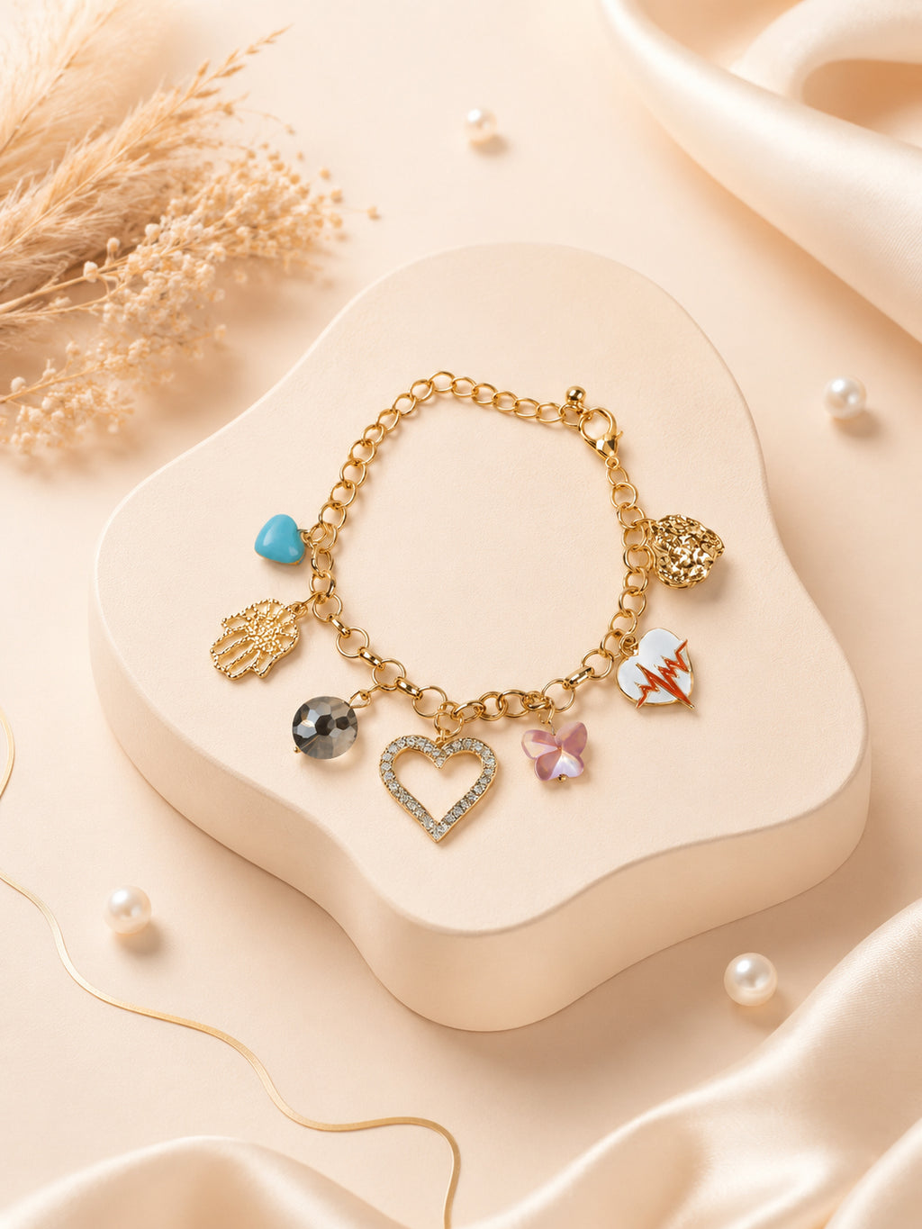 Aanura Multicharm Gold Bracelet with Motifs