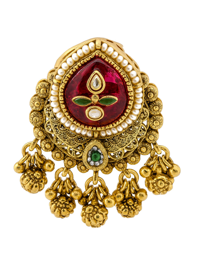 Aanura Gold-Plated Ruby Green Heritage Ring