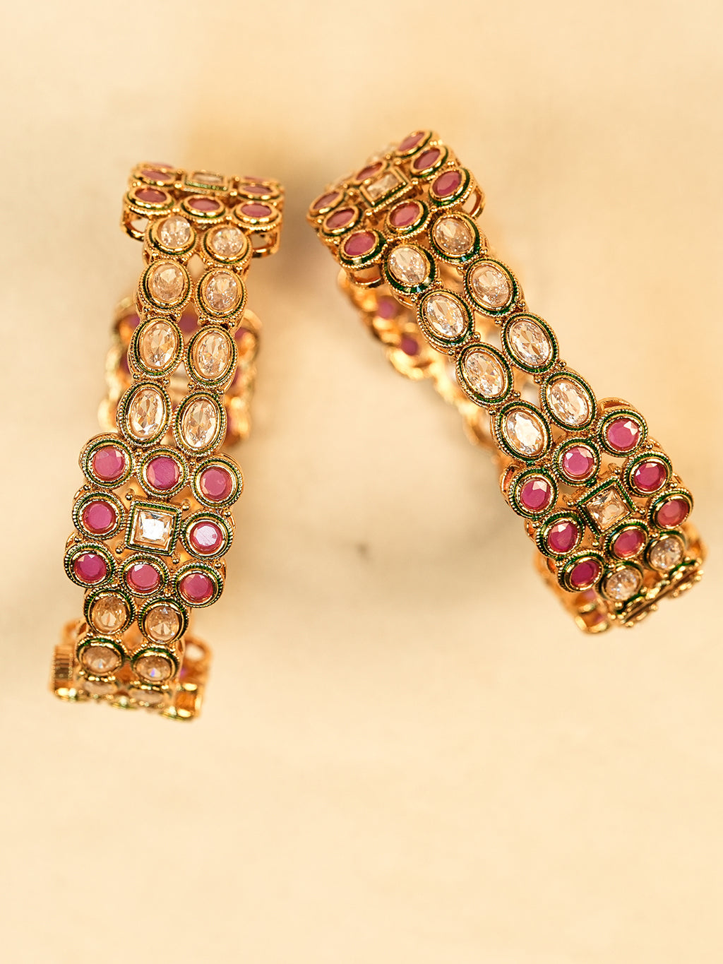 Aanura Gold Plated Regal Stone Bangle Bracelet