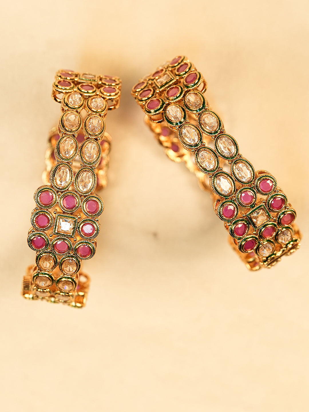 Aanura Gold Plated Regal Stone Bangle Bracelet