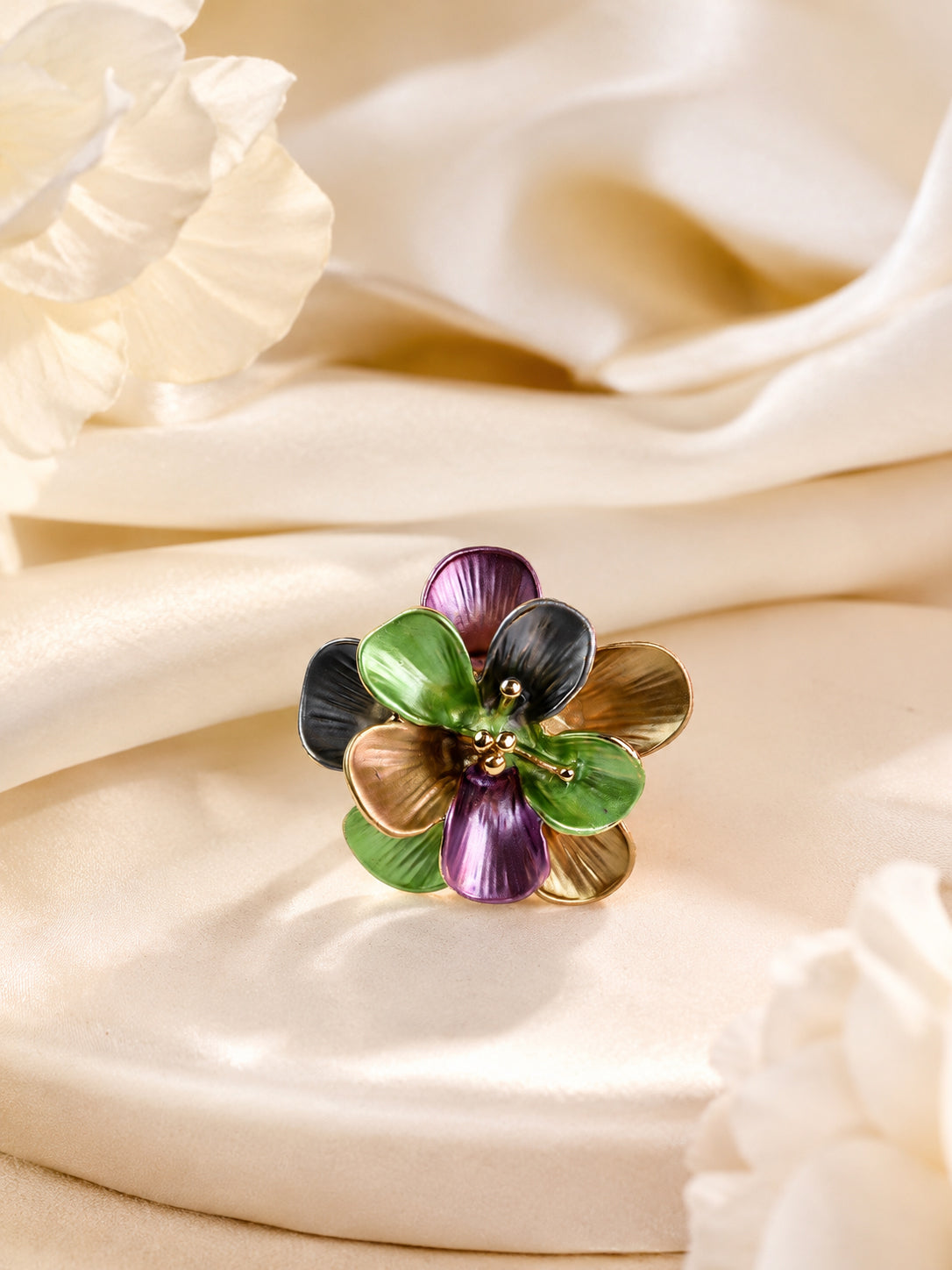 18K Gold Plated Flower Anti-Tarnish Waterproof Ring