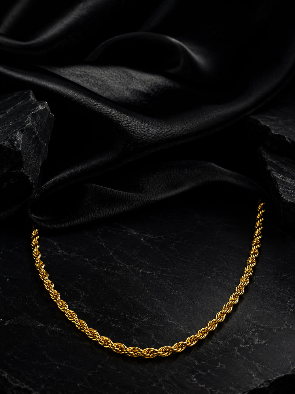 18K Gold Plated Rope Chain & Link Bracelet Combo for Men