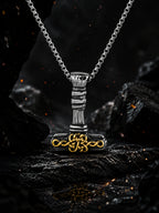 Dual-Tone Rhodium-Plated Hammer Waterproof Stainless Steel Chain for Men