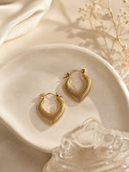 Aanura Gold Plated Textured Hoop Earrings