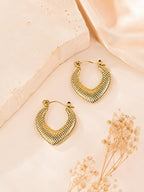 Aanura Gold Plated Textured Hoop Earrings