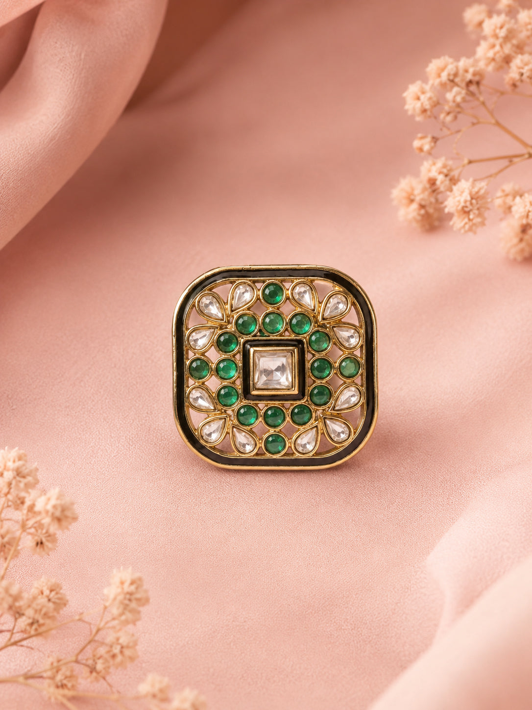 Aanura Ornate Square Adjustable Statement Ring