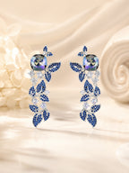 Aanura Blue Sapphire Leaf Cascade Earrings