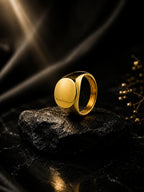 18K Gold Dome Signet Anti-Tarnish Waterproof Ring